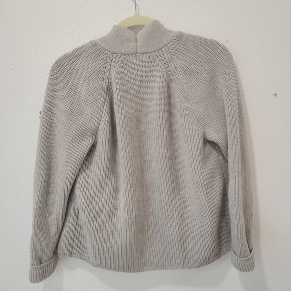 Charter Club Gray Open Cardigan Sweater PXL 100% Cotton Rolled Sleeve Pockets - Picture 4 of 5